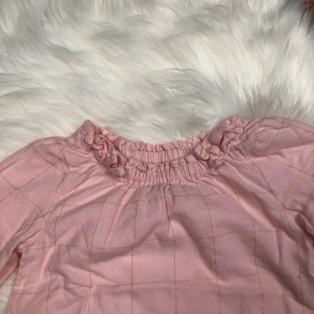 Carter's Baby Girl Pink & Gold Striped Long Sleeve Blouse 12M